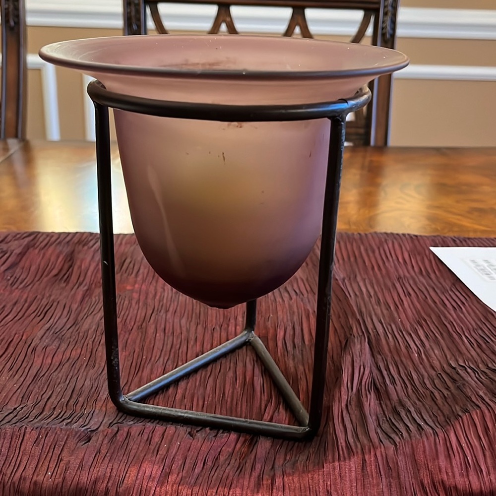 Glass Hurricane Pillar Candle Holder / Metal Stand